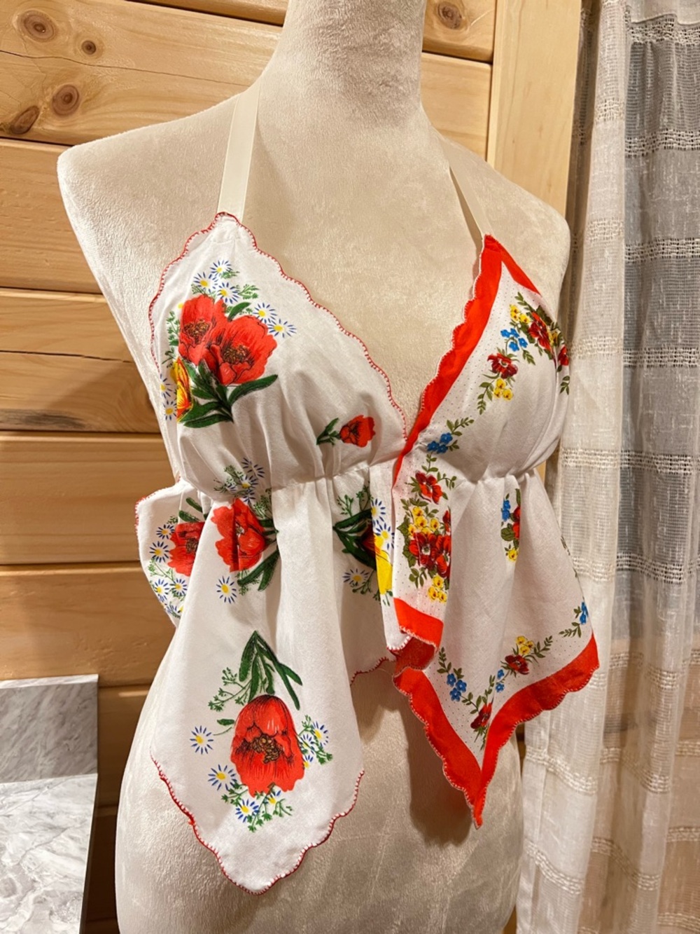 Handmade vintage handkerchief halter top, vintage hankie top